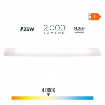 Armadura eletrónica led 25w 61cm 4000k luz dia 2000lm 61.3x3x12cm refª 31690 EDM Armadura eletrónica led 25w 61cm 4000k luz dia 2000lm 61.3x3x12cm refª 31690 EDM