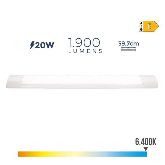 Armadura eletrónica led 20w 6400k luz fria 1900lm 8x59,7x3,1cm refª 31683 EDM Armadura eletrónica led 20w 6400k luz fria 1900lm 8x59,7x3,1cm refª 31683 EDM