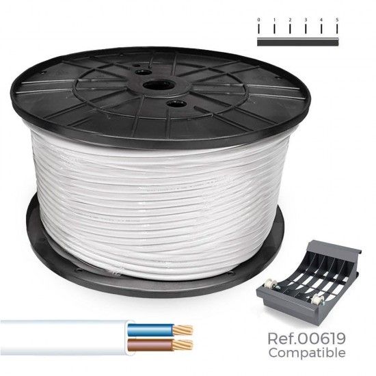 Rolo de cabo redondo 2x1mm branco 400m (bobine grande ø400x200mm) refª 28960 SEDILES Rolo de cabo redondo 2x1mm branco 400m (bobine grande ø400x200mm) refª 28960 SEDILES
