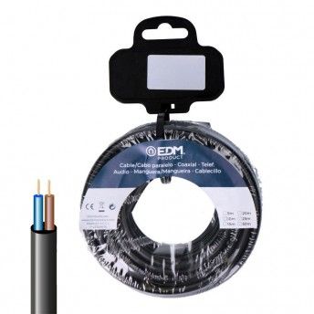 Rolo de cabo h05vv-f 2x1mm , preto 15m refª 28302 EDM Rolo de cabo h05vv-f 2x1mm , preto 15m refª 28302 EDM