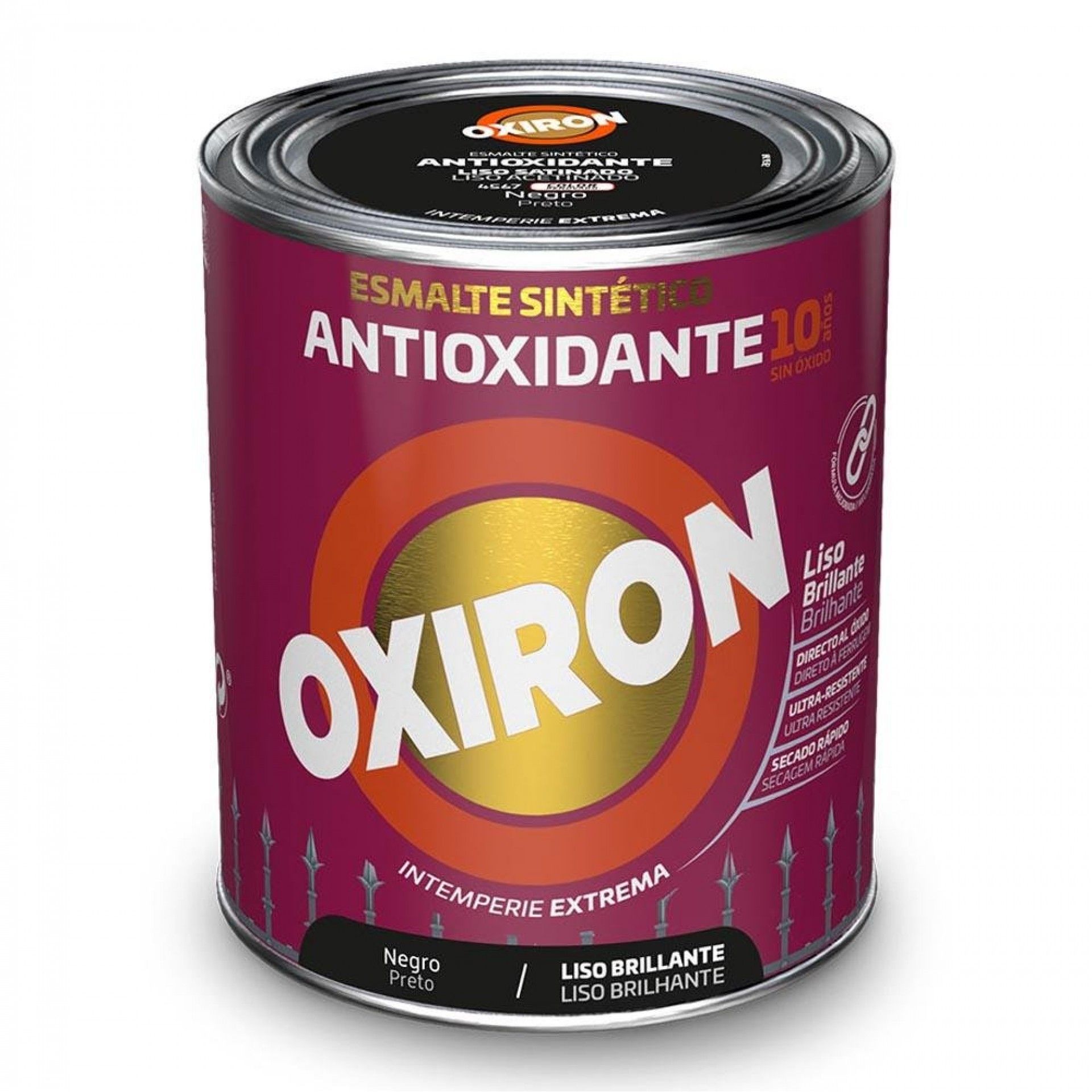 Esmalte sintético metálico antioxidante oxiron liso brilhante preto 750ml 5809081 refª 25860 TITAN