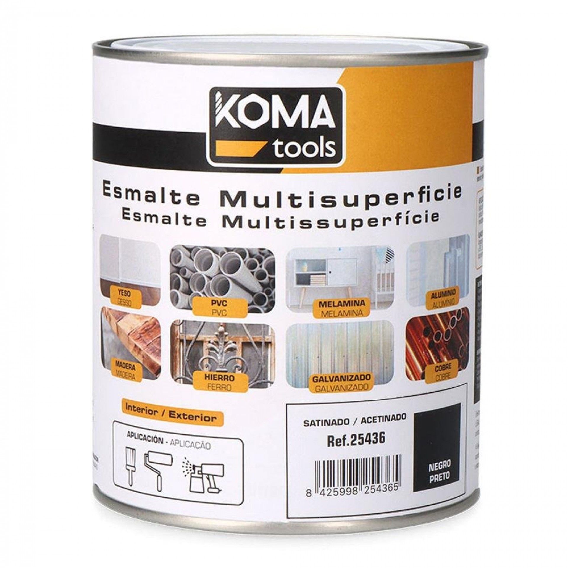 Esmalte multissuperfícies preto acetinado 750 ml edm refª 25436 KOMA TOOLS