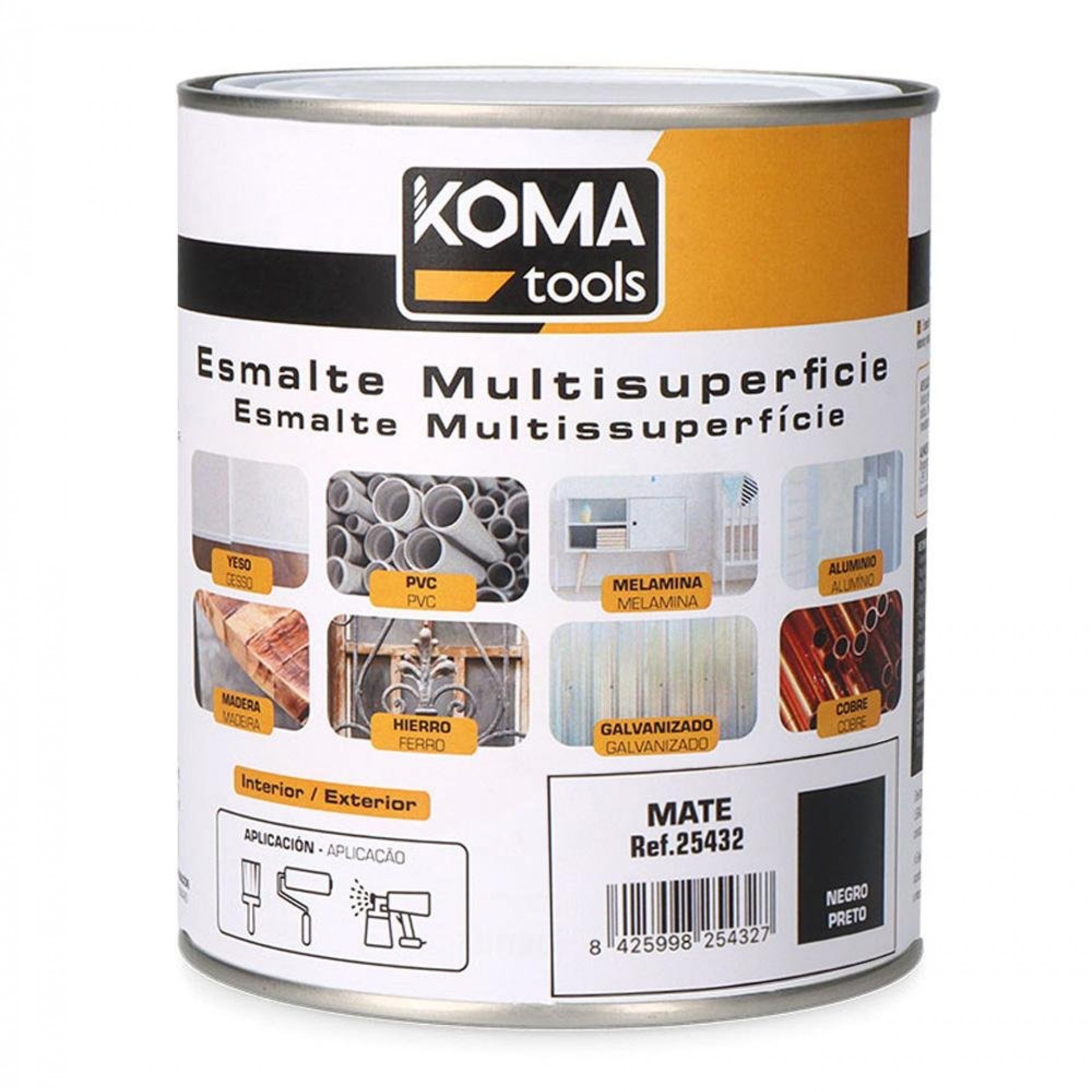 Esmalte multisuperfícies preto mate 750 ml edm refª 25432 KOMA TOOLS