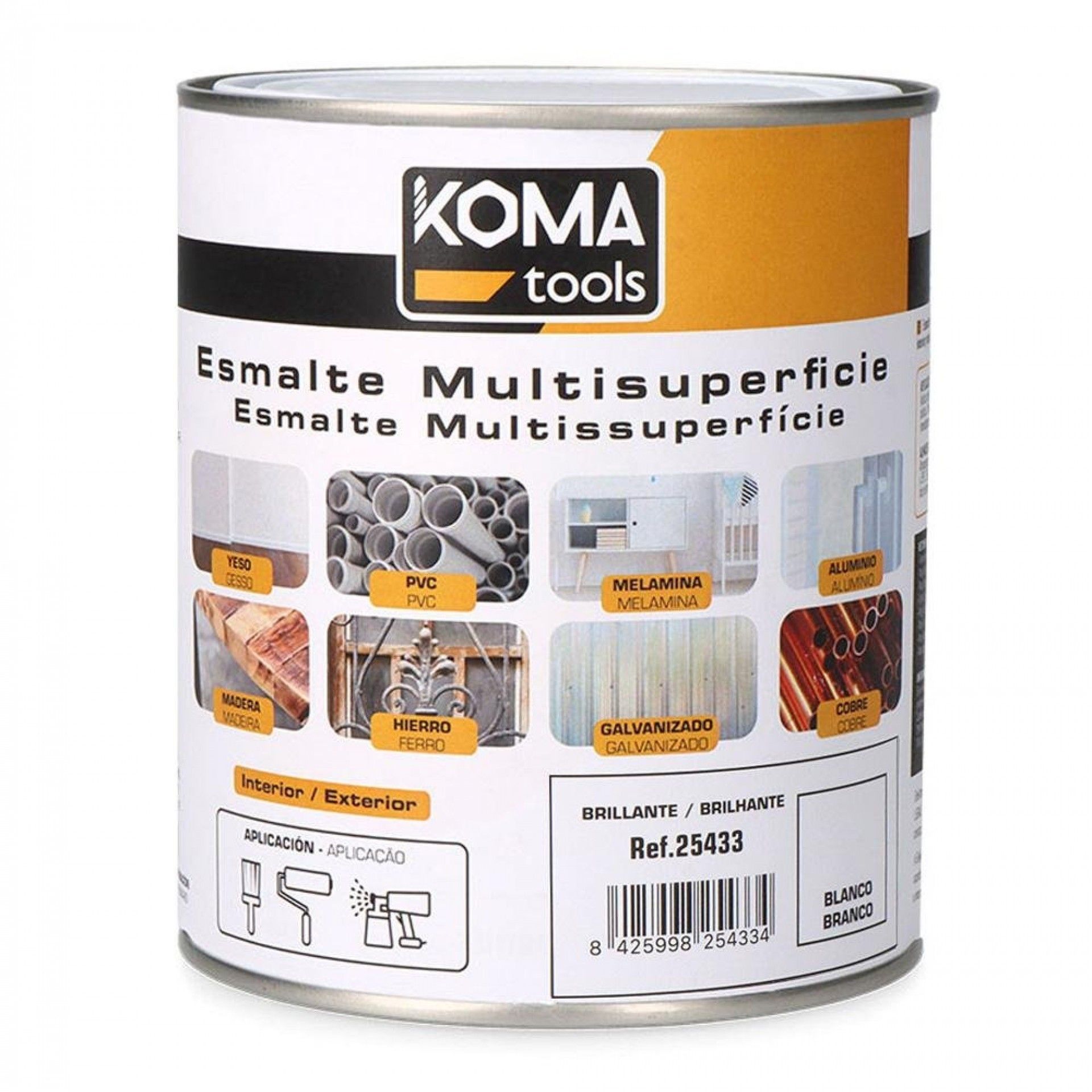 Esmalte multisuperfícies branco brilho 750 ml edm refª 25433 KOMA TOOLS