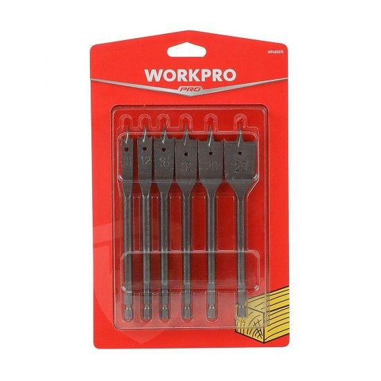 Bits de pá, conjunto de 6 peças. refª 21158 WORKPRO Bits de pá, conjunto de 6 peças. refª 21158 WORKPRO