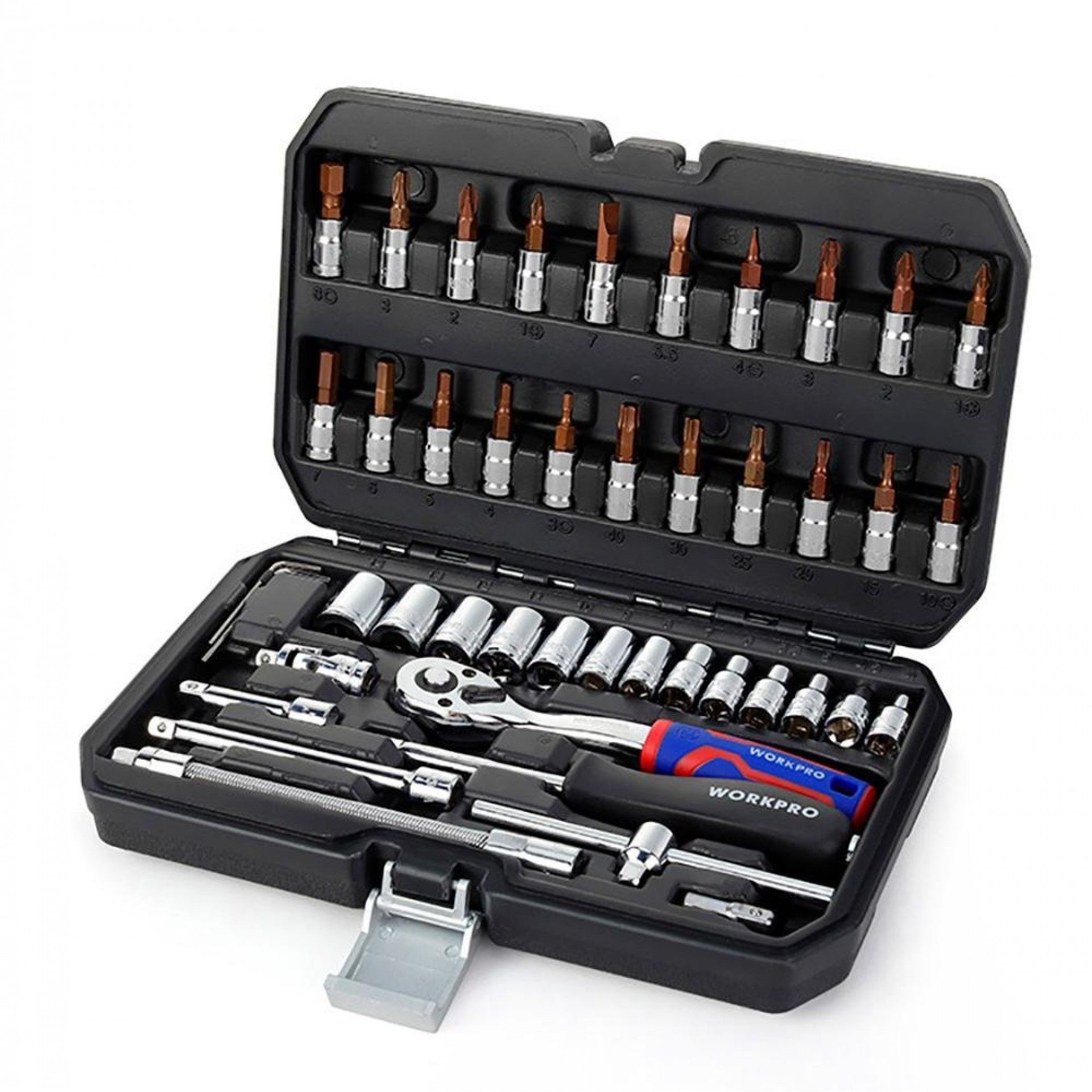 Chaves de soquete, conjunto de 46 peças, 1/4". refª 21111 WORKPRO