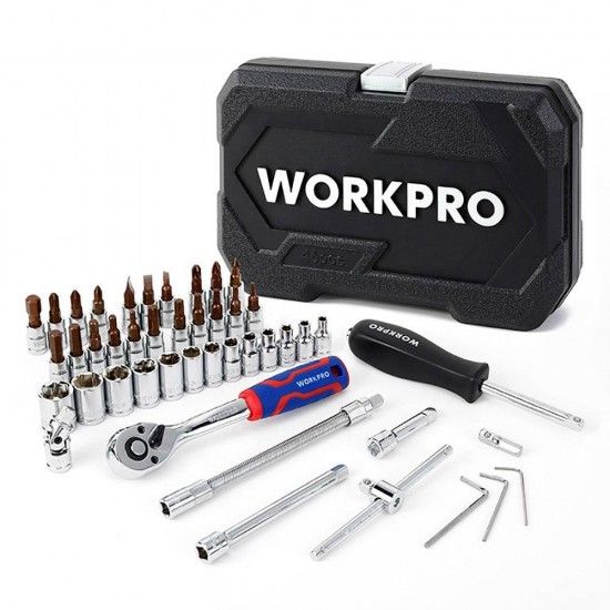 Chaves de soquete, conjunto de 46 peas, 1/4". ref 21111 WORKPRO