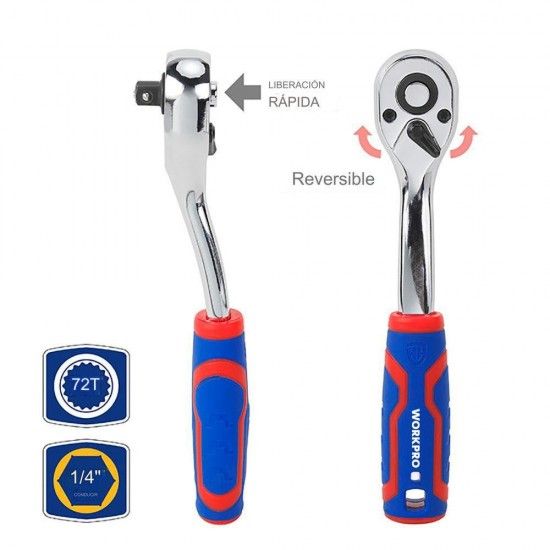 Chaves de soquete, conjunto de 46 peças, 1/4". refª 21111 WORKPRO Chaves de soquete, conjunto de 46 peças, 1/4". refª 21111 WORKPRO