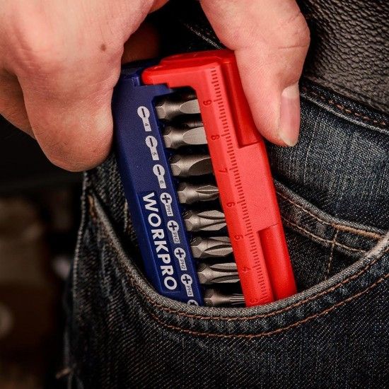 Ponta de chave de fenda, conjunto de 13 peças (métrica). refª 21040 WORKPRO Ponta de chave de fenda, conjunto de 13 peças (métrica). refª 21040 WORKPRO