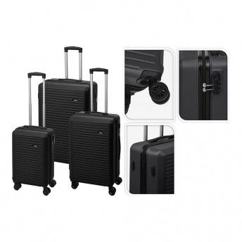 Jogo de 3 malas pretas trolley 50, 60, 70cm, dg4700050, ref 20508 PROWORLD