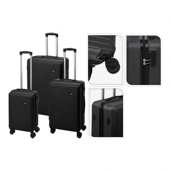 Jogo de 3 malas pretas trolley 50, 60, 70cm, dg4700050, ref 20508 PROWORLD
