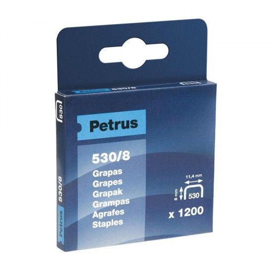 Caixa 1200 agrafos mod. 530/8mm 77514 ref 19844 PETRUS