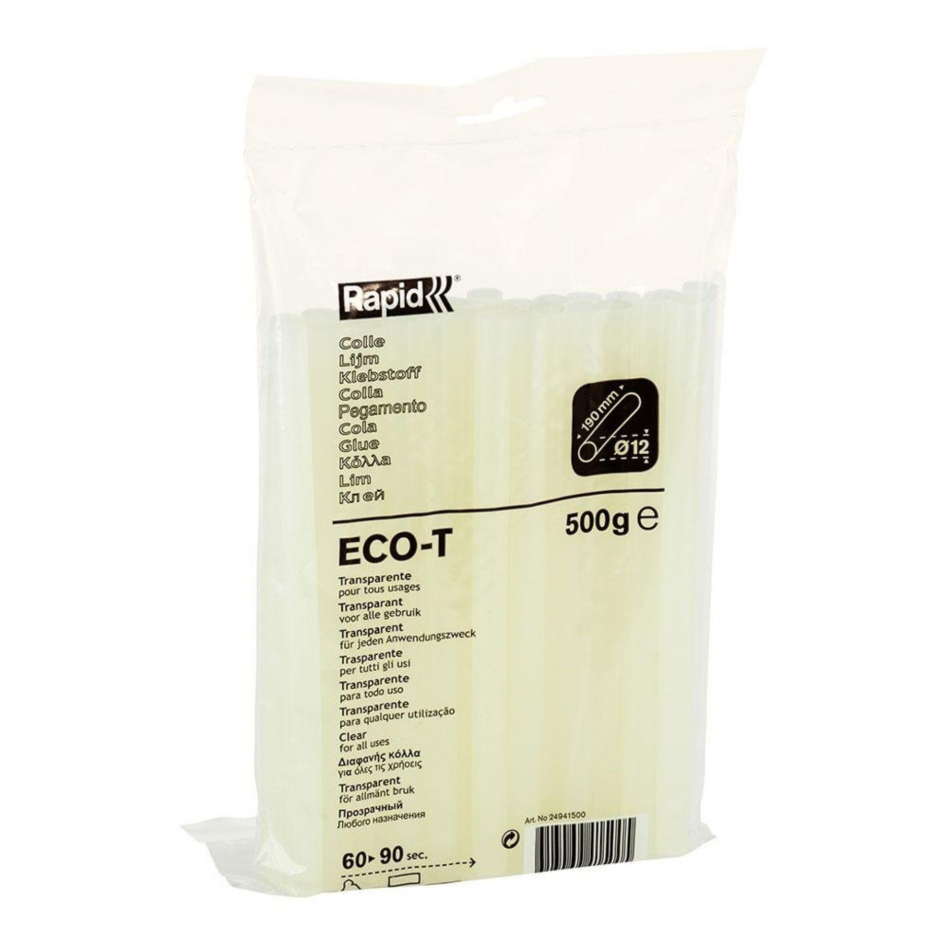 Cola 500g eco t ø12x190mm transparente 24941500 refª 19811 RAPID