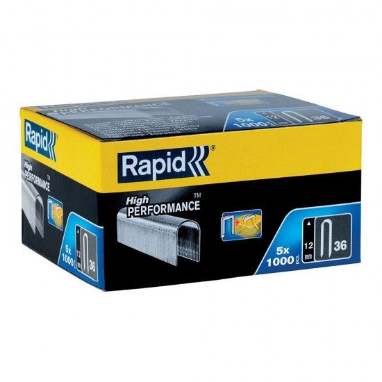 Caixa 5.000 agrafos para cabo 36 12mm. 5x1000 unid. dp 11885110 ref 19807 RAPID