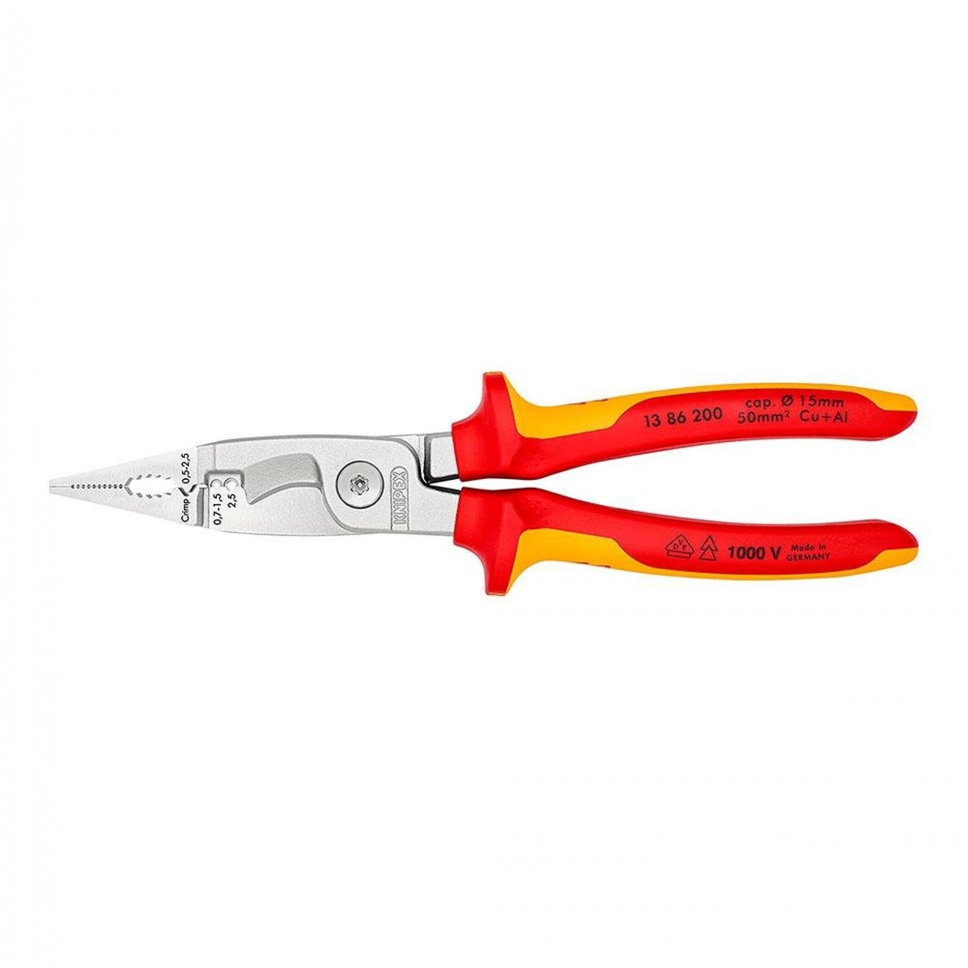 Alicates para instalações elétricas 200x85x20mm 1386200sb refª 19023 KNIPEX