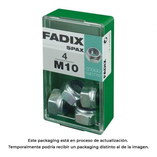 Caixa s 4 unid. porca auto-bloqueio zinco m 10 refª 18276 FADIX Caixa s 4 unid. porca auto-bloqueio zinco m 10 refª 18276 FADIX
