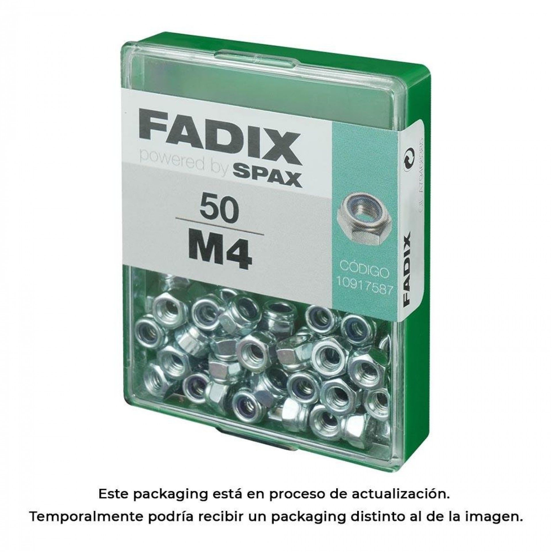 Caixa m 50 unid. porca auto-bloqueio zinco m 4 refª 18269 FADIX
