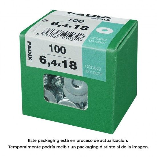 Caixa l 100 unid. anilha plana larga zinco 6,4x18mm refª 18251 FADIX Caixa l 100 unid. anilha plana larga zinco 6,4x18mm refª 18251 FADIX