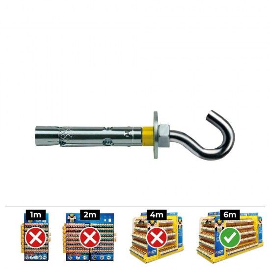 Caixa 50 un fixação dynabolt gancho ø10x60mm zincado refª 17440 CELO Caixa 50 un fixação dynabolt gancho ø10x60mm zincado refª 17440 CELO