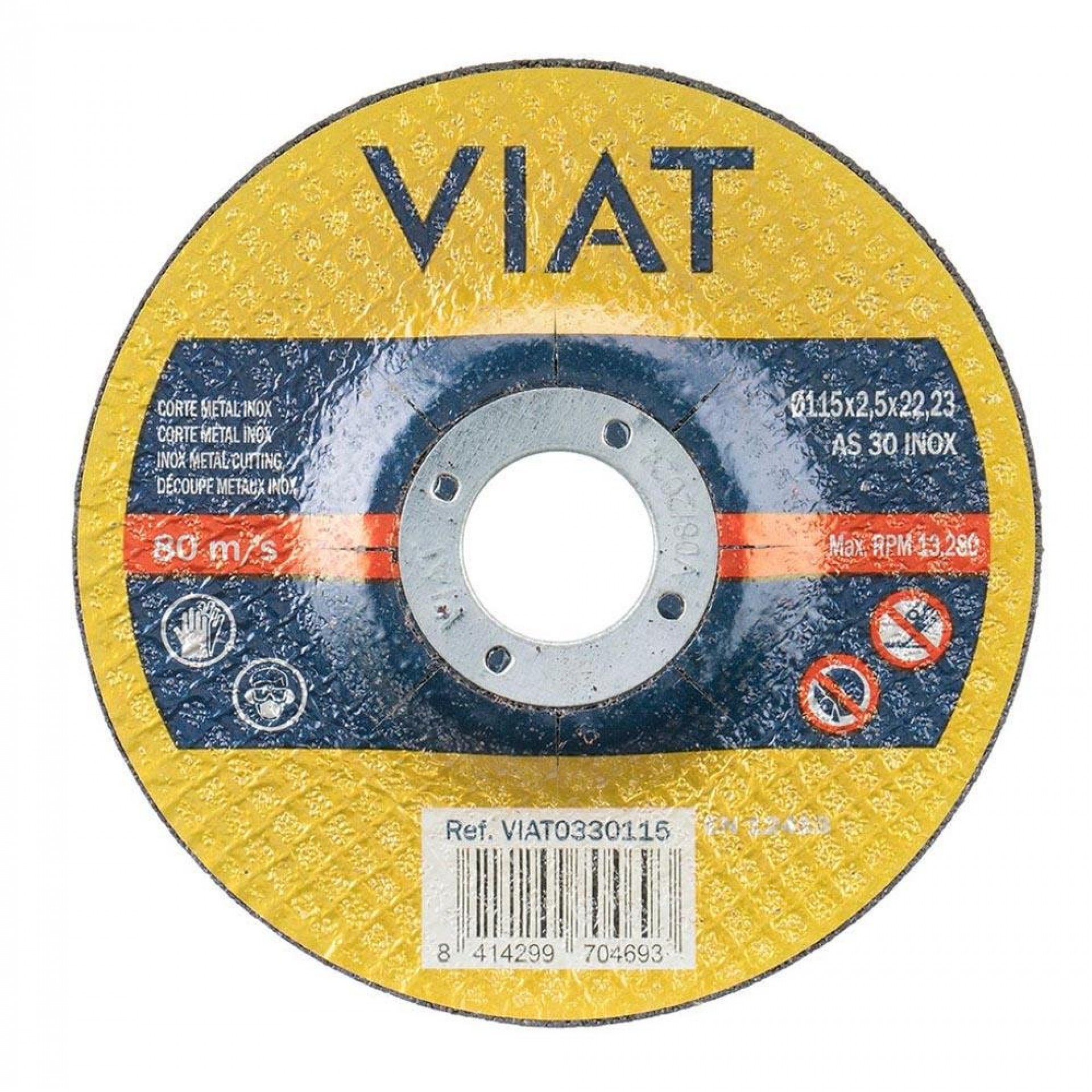 Disco corte 2,5mm inox-metal ø115x2,5x22,23mm 0330115 refª 15546 VIAT