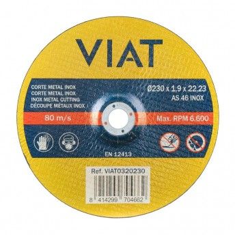 Disco corte fino 1,9mm inox-metal 230x1,9x22,23mm 0320230 ref 15545 VIAT