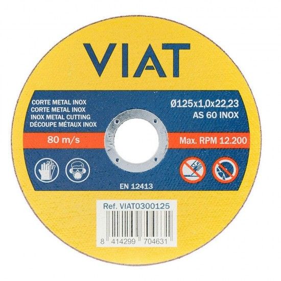 Disco corte fino 1mm inox-metal 125x1x22,23mm 0300125 ref 15544 VIAT