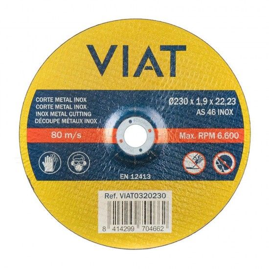 Disco corte fino 1,9mm inox-metal 230x1,9x22,23mm 0320230 ref 15545 VIAT