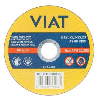 Disco corte fino 1mm inox-metal 125x1x22,23mm 0300125 ref 15544 VIAT