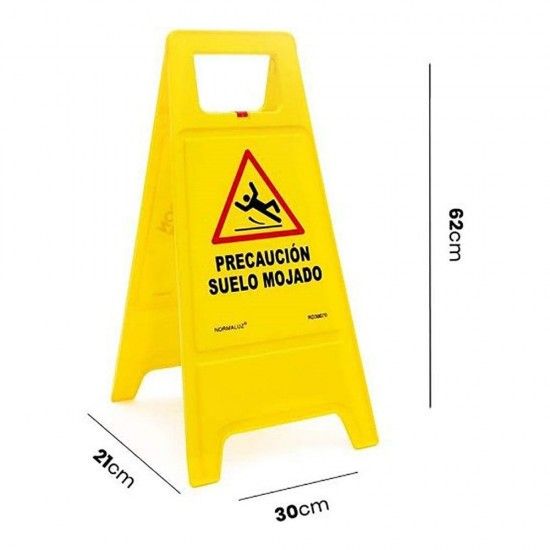 Sinal de cho amarelo cuidado piso molhado 62cm h ref 09042 NORMALUZ