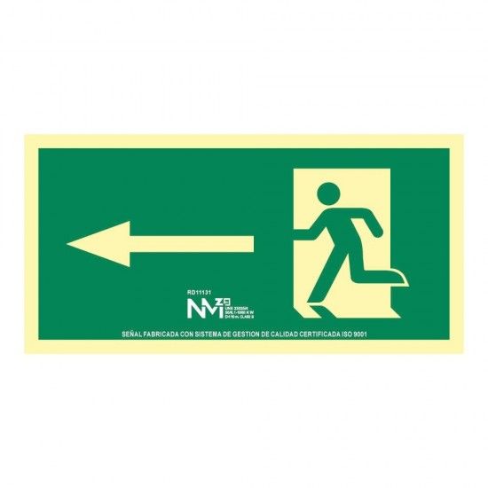 Sinal de evacuao fecha esquerda (pvc 1mm) classe a 32x16cm ref 08962 NORMALUZ