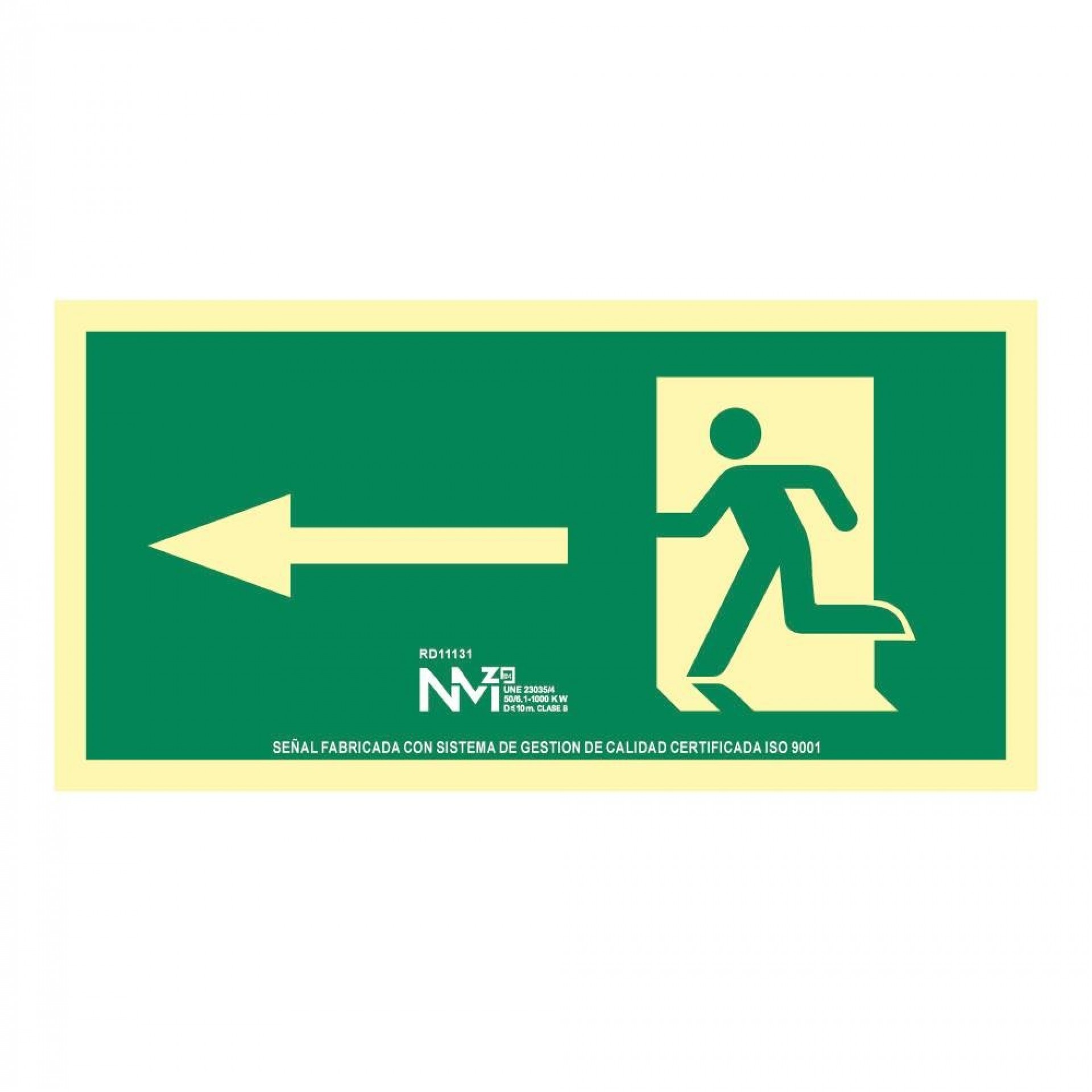 Sinal de evacuação fecha esquerda (pvc 1mm) classe a 32x16cm refª 08962 NORMALUZ