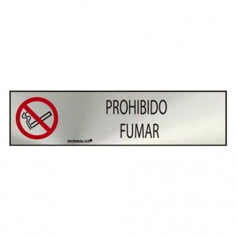 Sinal informativo "prohibido fumar" (inox adesivo 0.8mm) 5x20cm ref 08895 NORMALUZ
