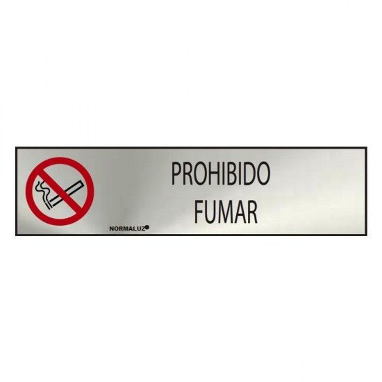 Sinal informativo "prohibido fumar" (inox adesivo 0.8mm) 5x20cm ref 08895 NORMALUZ
