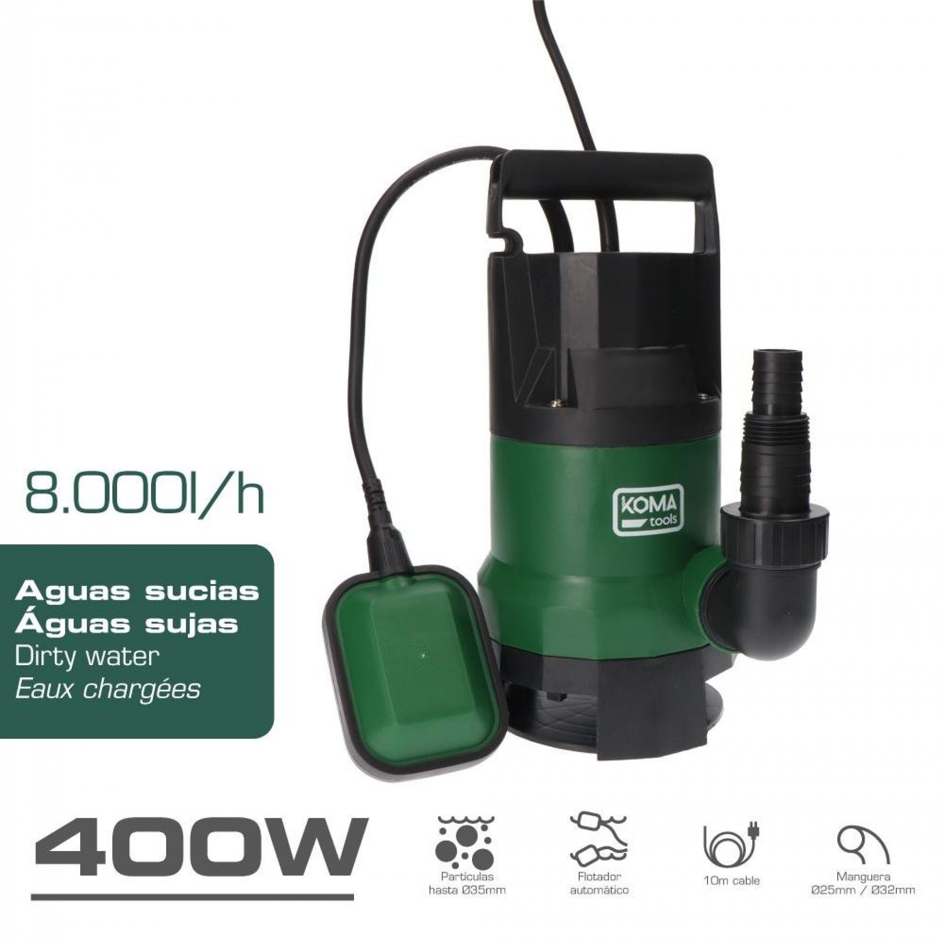 Bomba submersível para água suja 400w refª 08792 KOMA TOOLS