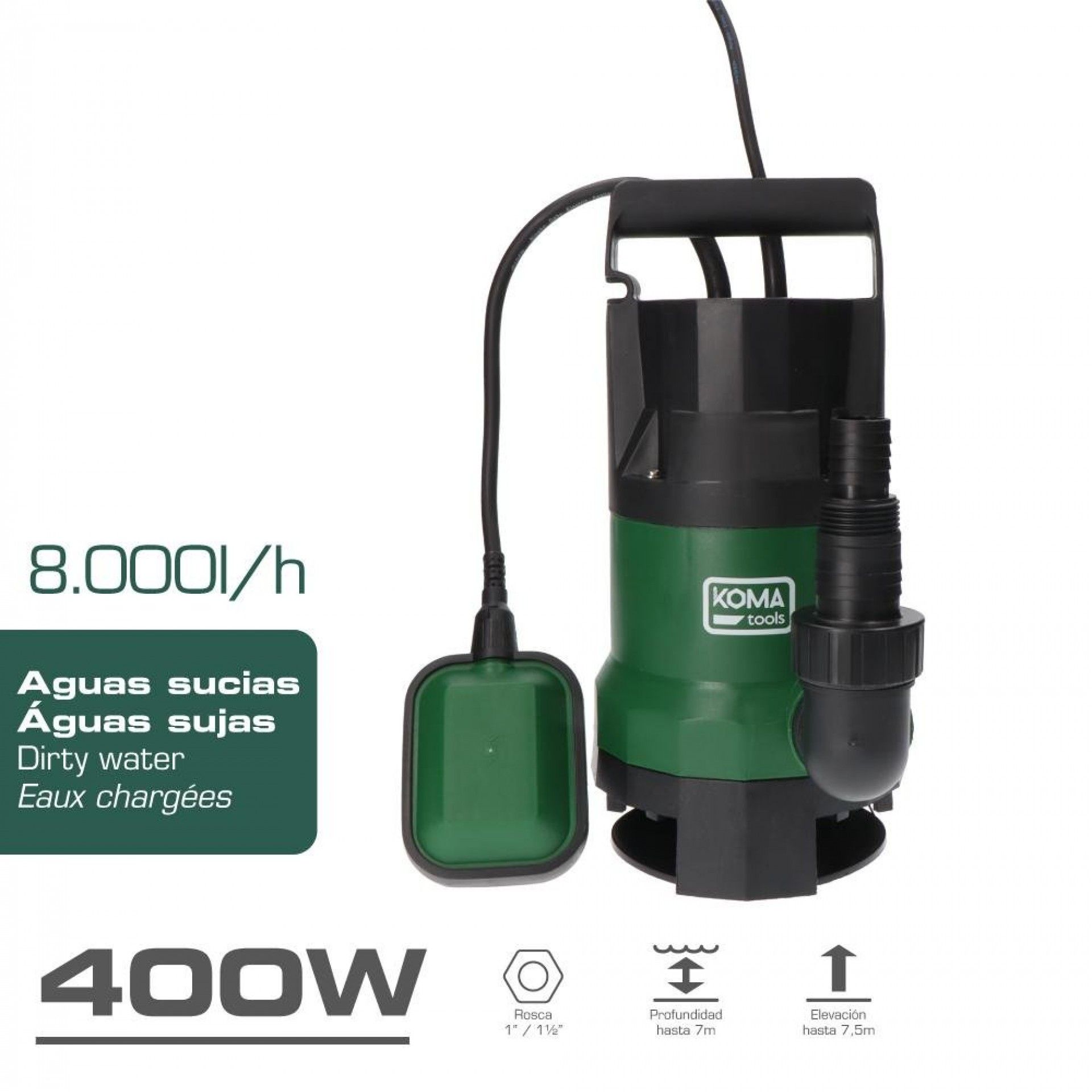 Bomba submersível para água suja 400w refª 08792 KOMA TOOLS