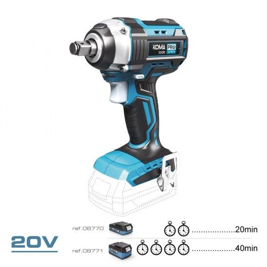 Chave de impacto 20v brushless (sem bateria e carregador) 16x23,5cm refª 08783 KOMA TOOLS Chave de impacto 20v brushless (sem bateria e carregador) 16x23,5cm refª 08783 KOMA TOOLS