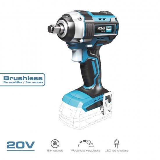Chave de impacto 20v brushless (sem bateria e carregador) 16x23,5cm refª 08783 KOMA TOOLS Chave de impacto 20v brushless (sem bateria e carregador) 16x23,5cm refª 08783 KOMA TOOLS