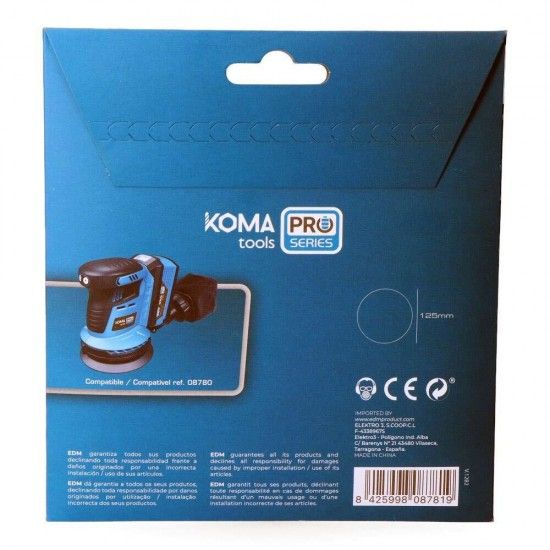 Kit 5 lixas sobresselente para lixador excntrico 08780 ref 08781 KOMA TOOLS