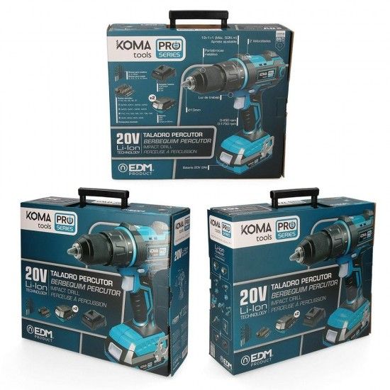 Kit de broca de martelo/chave de fenda de 20v com 2 baterias de 2.0a e carregador de bateria 22,5x20