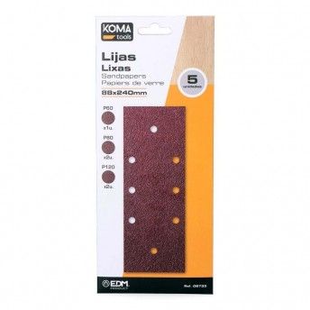 Set 5 folhas de lixa para orbital 08706 ref 08733 KOMA TOOLS