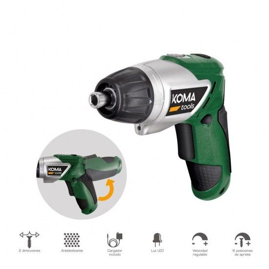 Aparafusador a bateria reversivel 3,6v litio 1300mah 17,5x14,8cm ref 08722 KOMA TOOLS