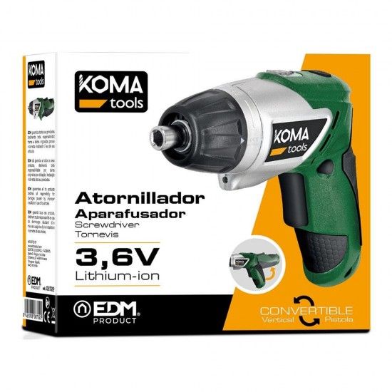 Aparafusador a bateria reversivel 3,6v litio 1300mah 17,5x14,8cm ref� 08722 KOMA TOOLS