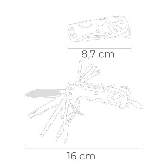 Multi ferramenta com mosquetão modelo prata, serie k2. refª 08557 EDM Multi ferramenta com mosquetão modelo prata, serie k2. refª 08557 EDM