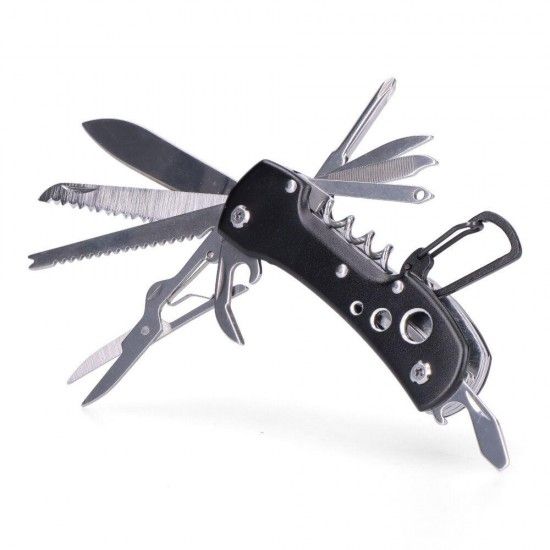 Multi ferramenta com mosqueto modelo preto, serie kilimanjaro. ref 08556 EDM