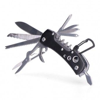 Multi ferramenta com mosqueto modelo preto, serie kilimanjaro. ref 08556 EDM