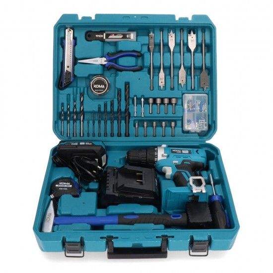 Kit mala berbequim aparafusador com 70 acessórios 20v com bateria e carregador refª 08375 KOMA TOOLS Kit mala berbequim aparafusador com 70 acessórios 20v com bateria e carregador refª 08375 KOMA TOOLS