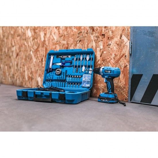Kit mala berbequim aparafusador com 70 acessórios 20v com bateria e carregador refª 08375 KOMA TOOLS Kit mala berbequim aparafusador com 70 acessórios 20v com bateria e carregador refª 08375 KOMA TOOLS