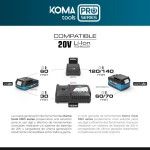 Martelo rotativo 20v com bateria e carregador ref 08373 KOMA TOOLS