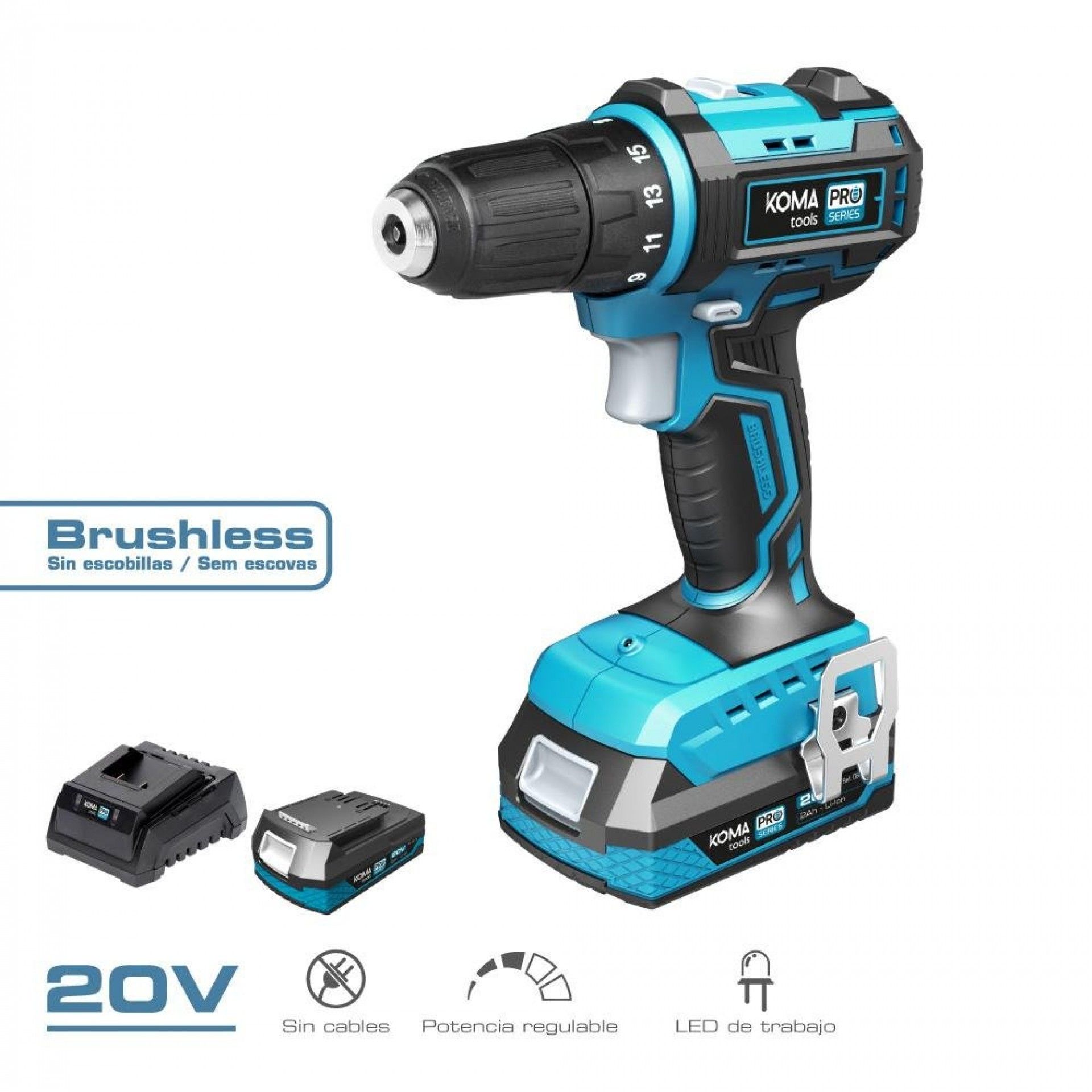 Kit mala berbequim aparafusador 20v brushless refª 08372 KOMA TOOLS