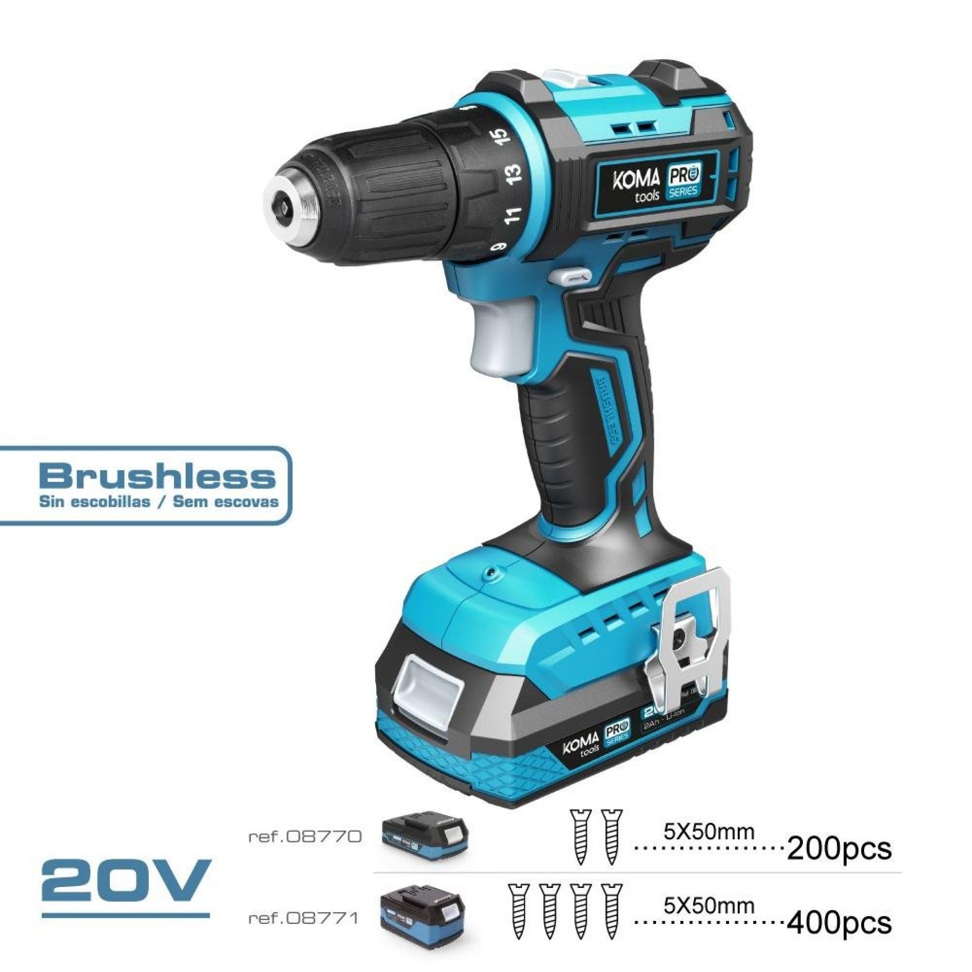 Kit mala berbequim aparafusador 20v brushless refª 08372 KOMA TOOLS